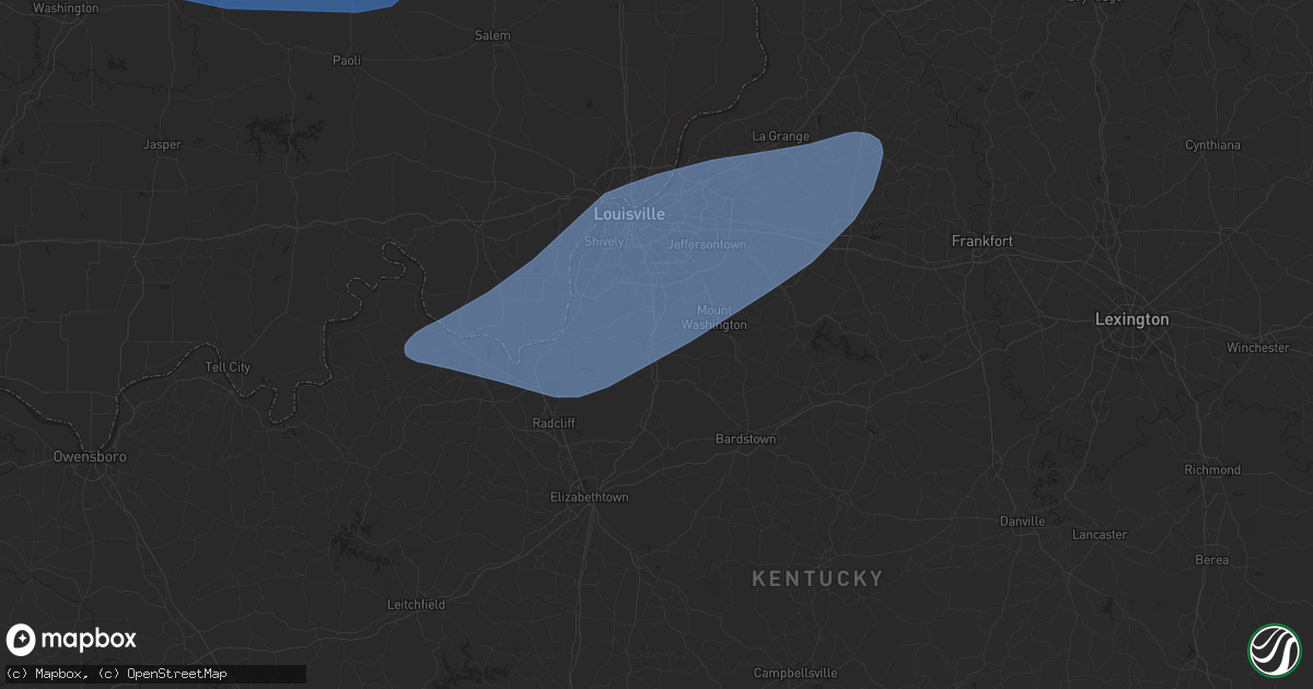 Hail map in Shepherdsville, KY on April 18, 2024