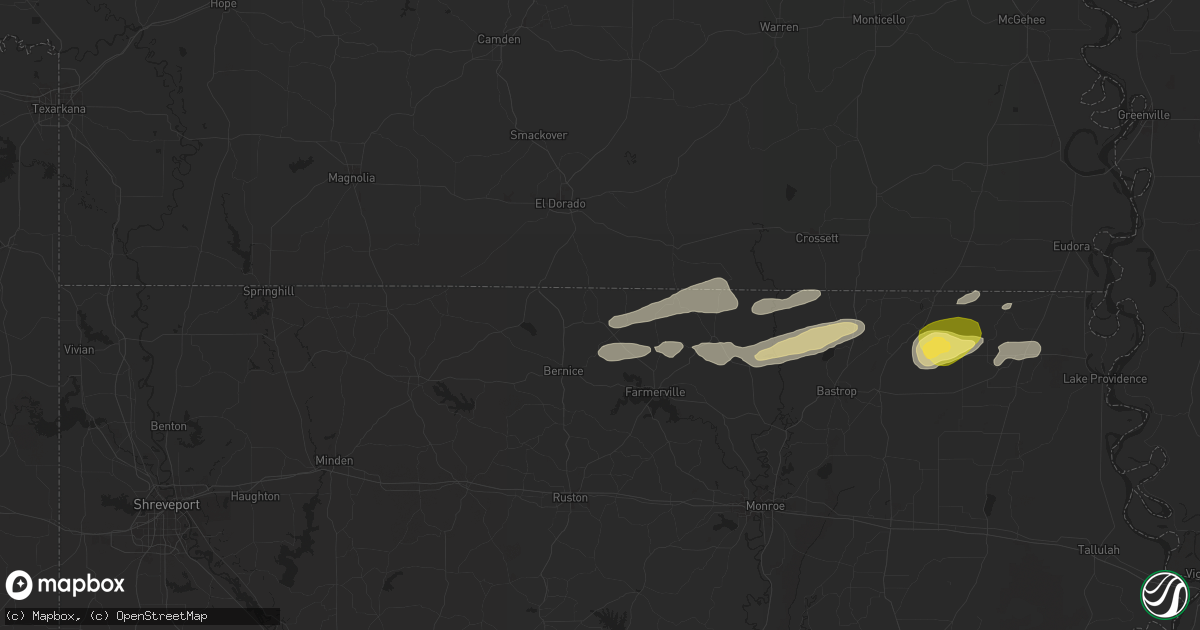 Hail map in Spearsville, LA on April 18, 2024