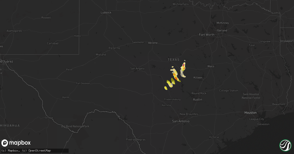 Hail map in Texas on April 18, 2024