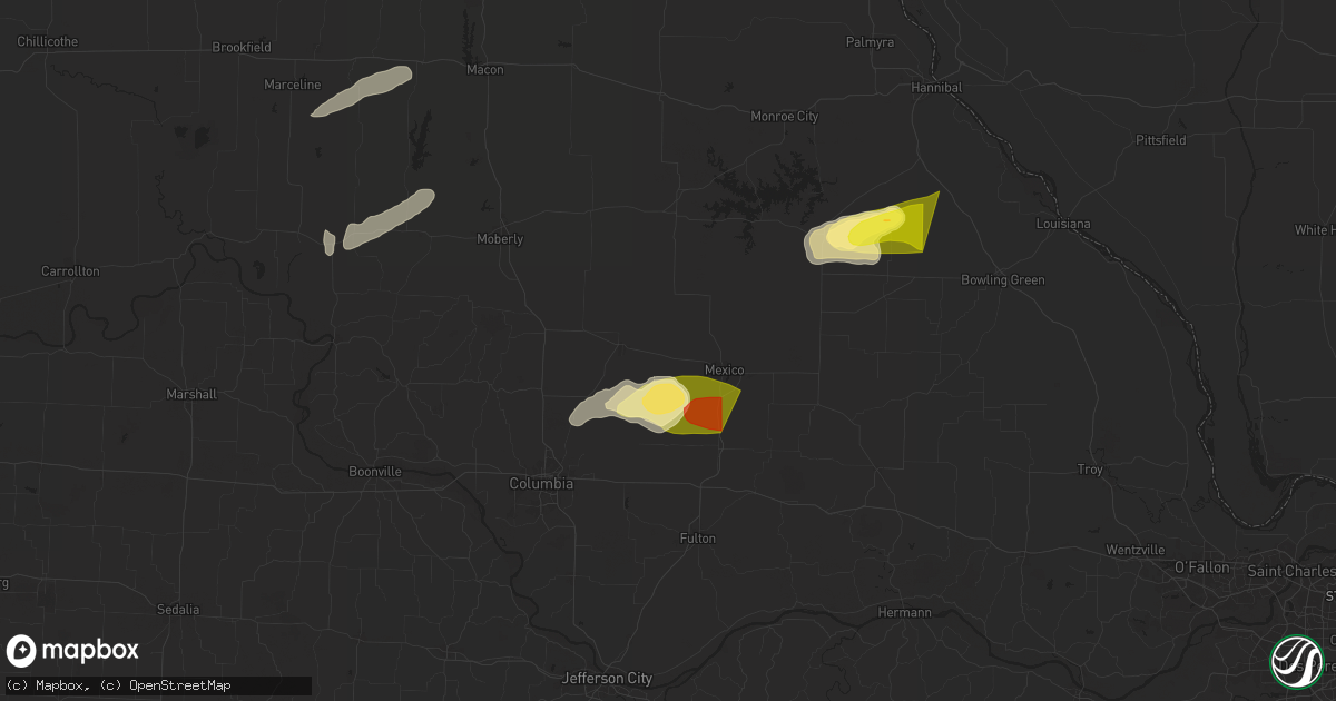 Hail map in Thompson, MO on April 18, 2024