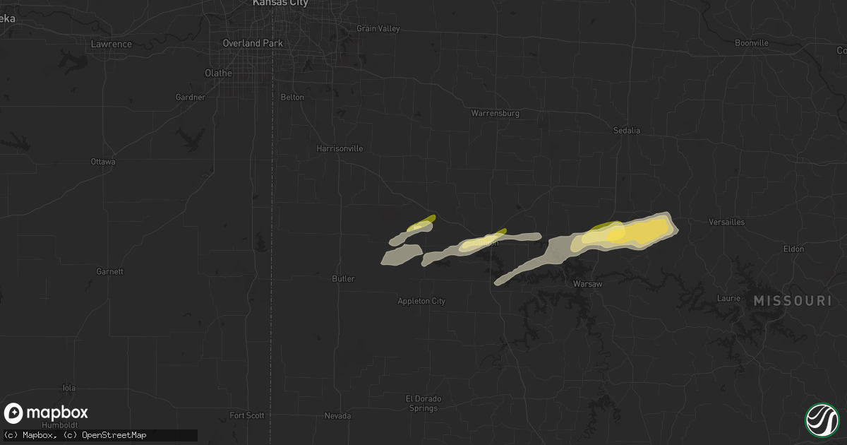 Hail map in Urich, MO on April 18, 2024