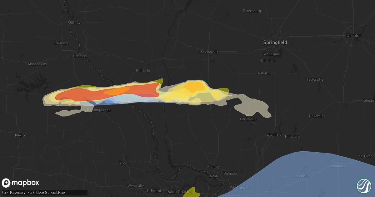 Hail map in White Hall, IL on April 18, 2024