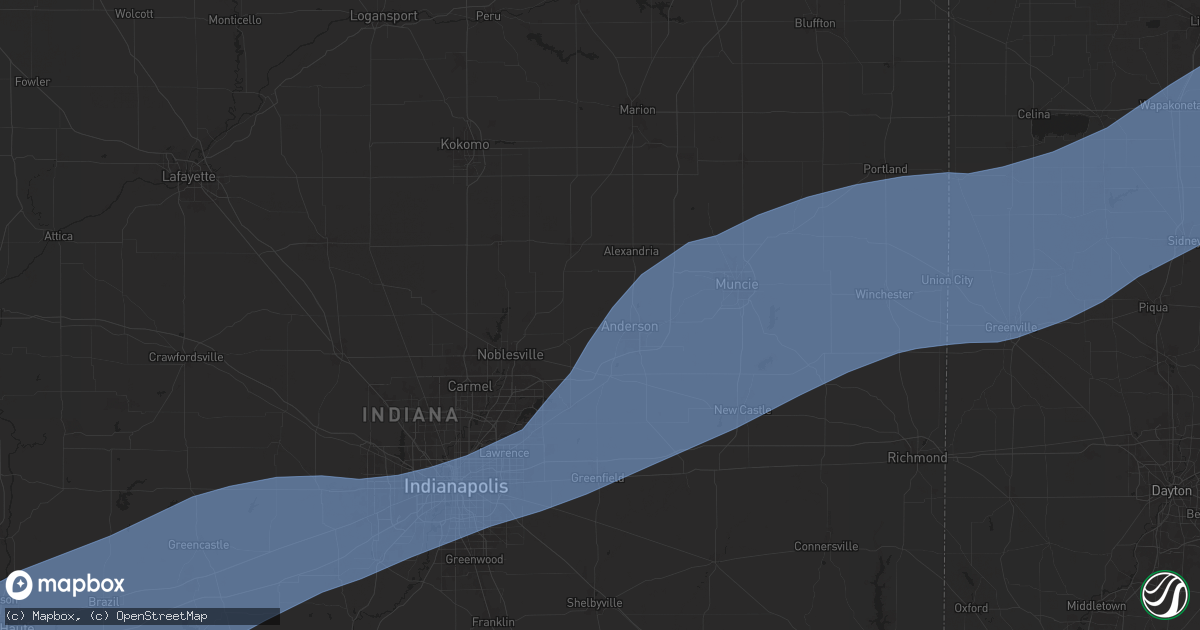 Hail map in Anderson, IN on April 18, 2025