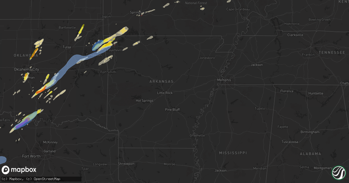 Hail map in Arkansas on April 18, 2025