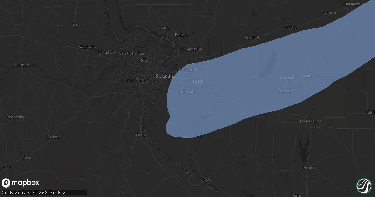 Hail map in Belleville, IL on April 18, 2025