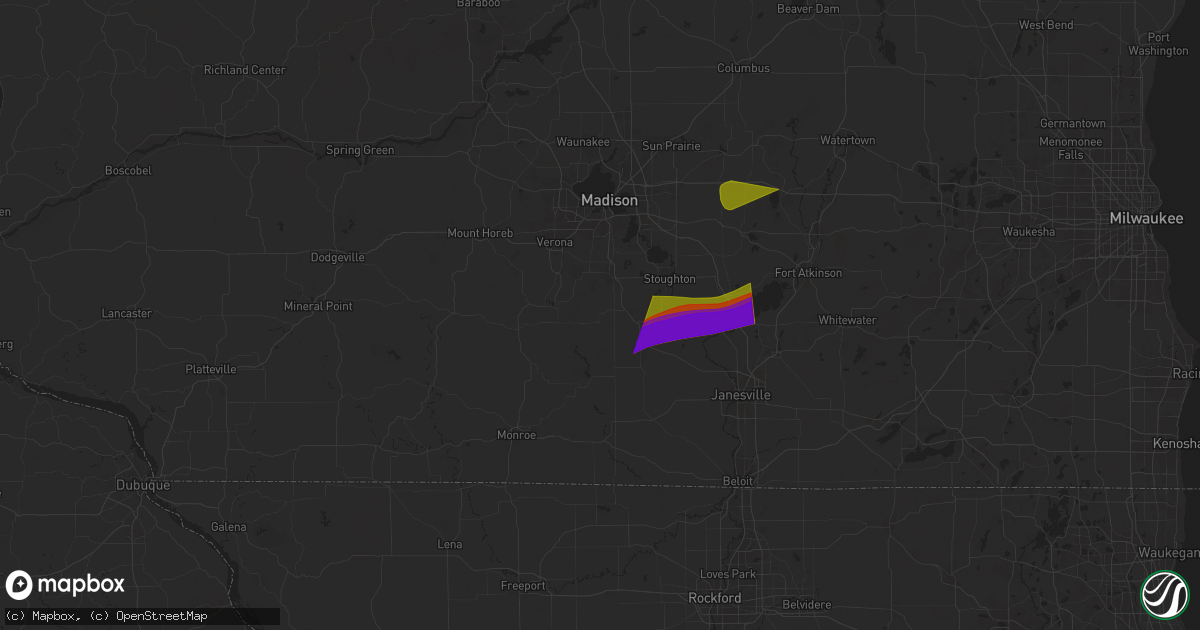 Hail map in Brooklyn, WI on April 18, 2025