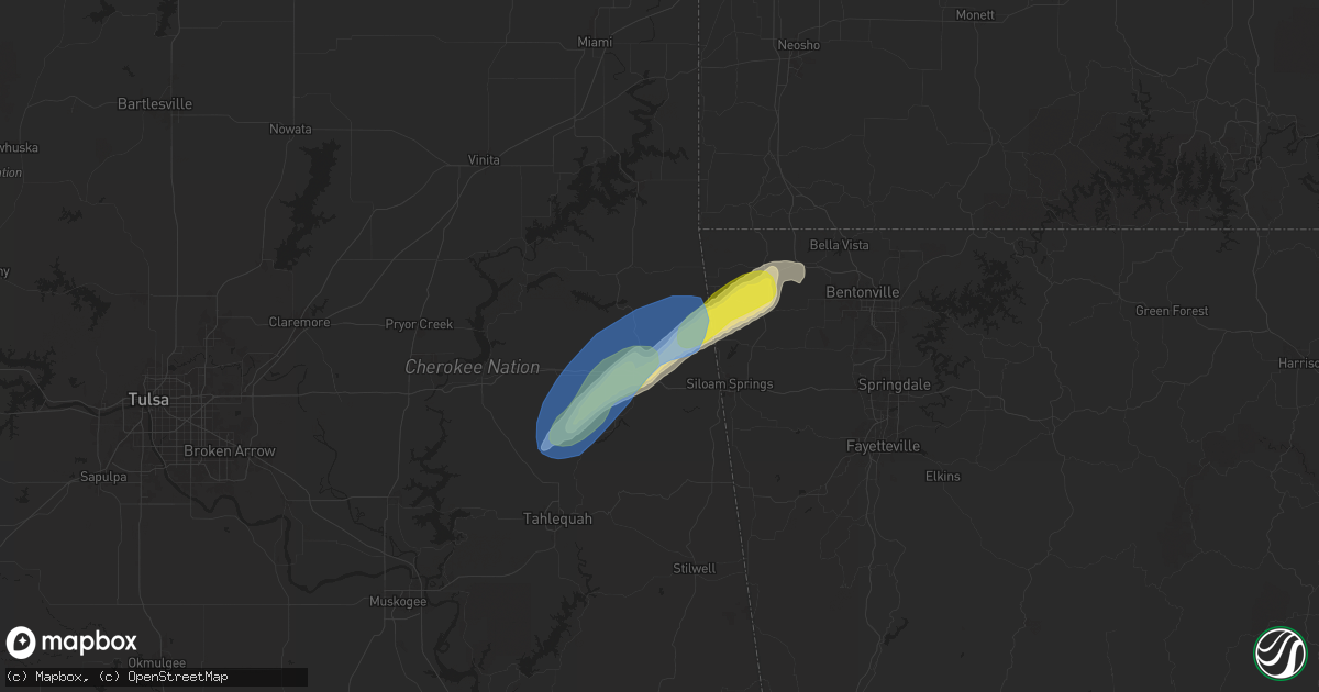 Hail map in Colcord, OK on April 18, 2025