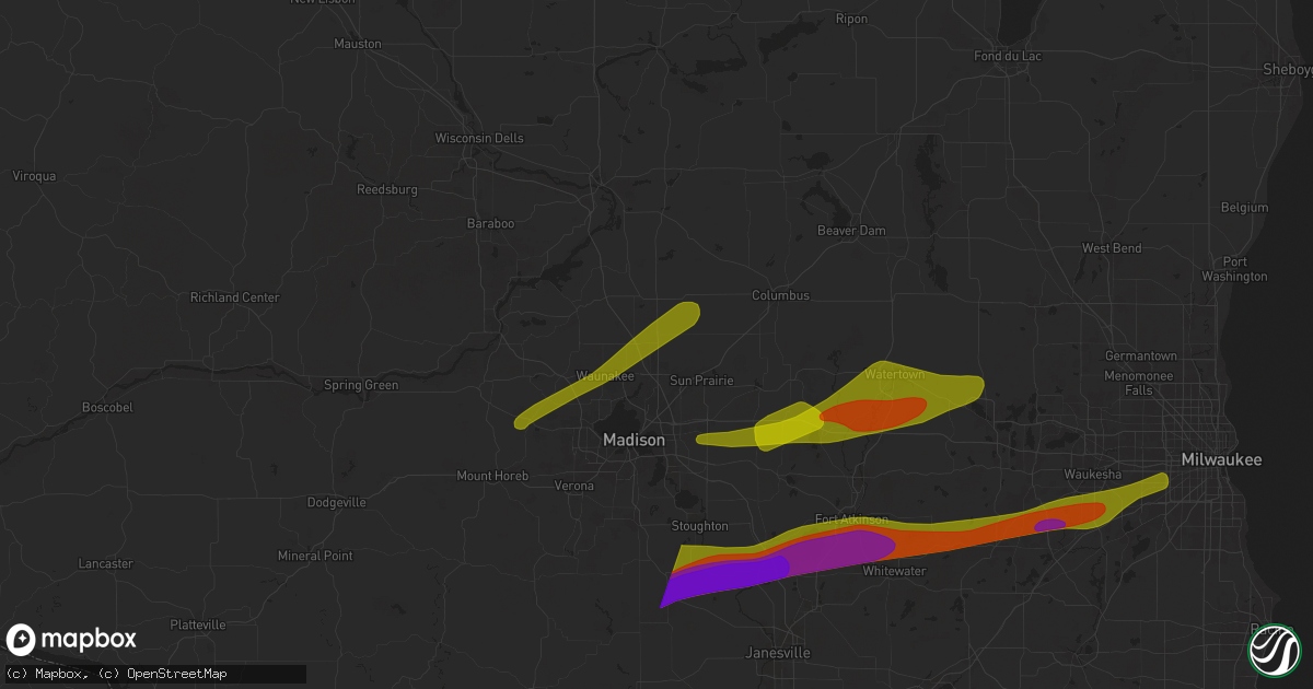 Hail map in Deforest, WI on April 18, 2025