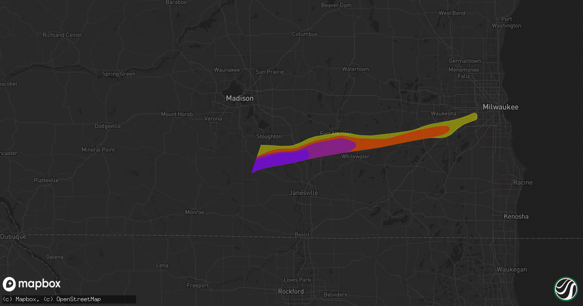 Hail map in Edgerton, WI on April 18, 2025