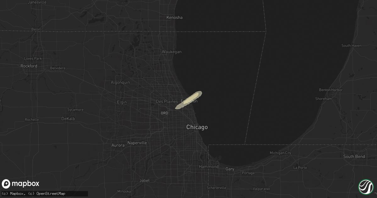 Hail map in Evanston, IL on April 18, 2025