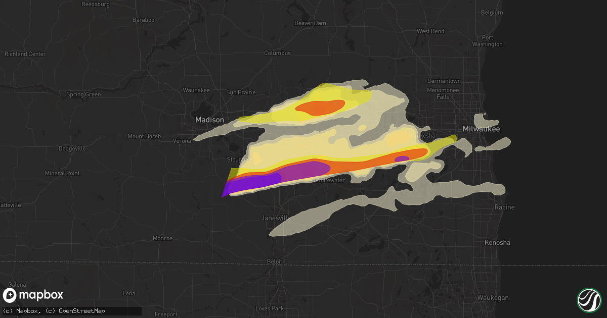 Hail map in Fort Atkinson, WI on April 18, 2025