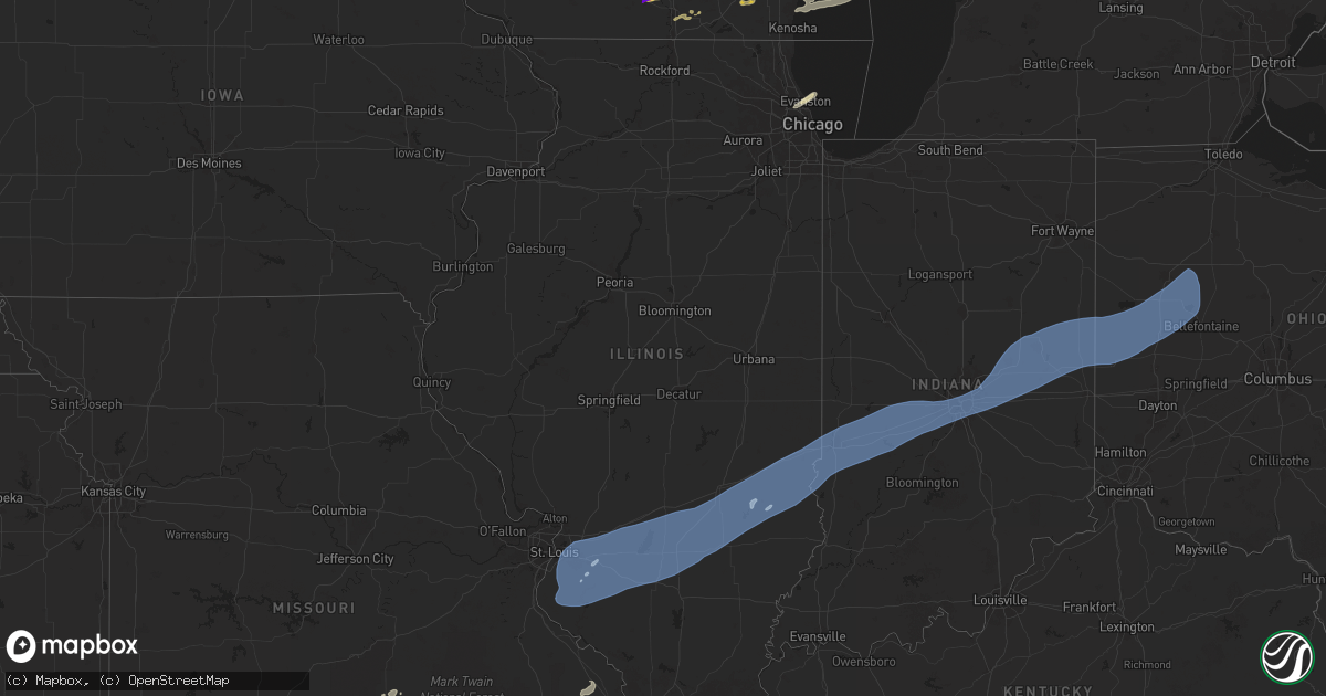 Hail map in Illinois on April 18, 2025