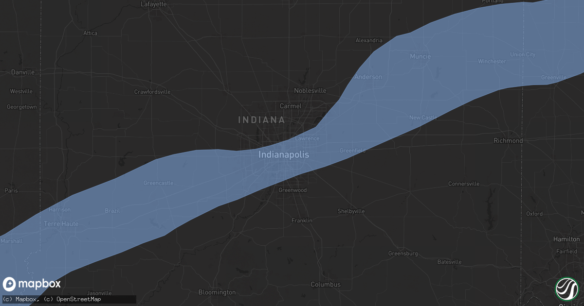 Hail map in Indianapolis, IN on April 18, 2025