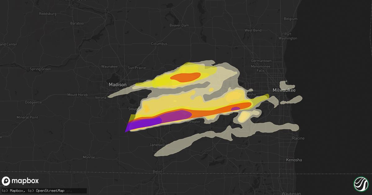Hail map in Jefferson, WI on April 18, 2025