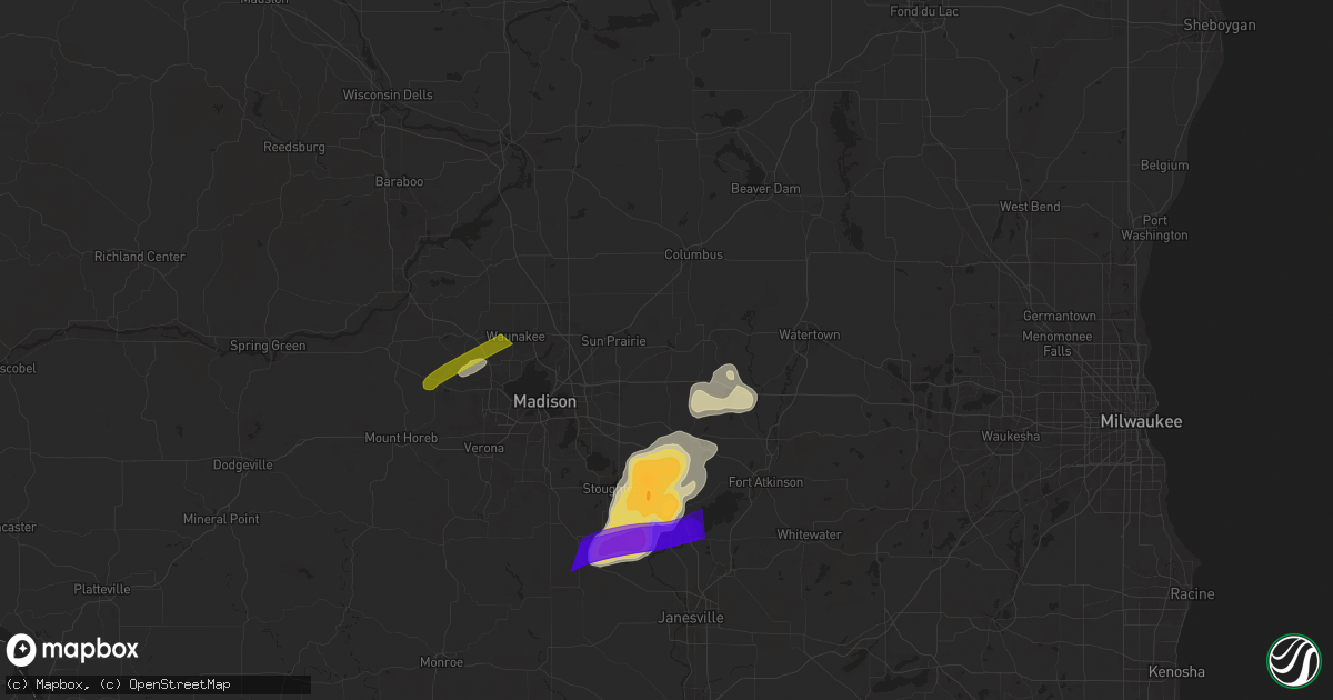 Hail map in Marshall, WI on April 18, 2025