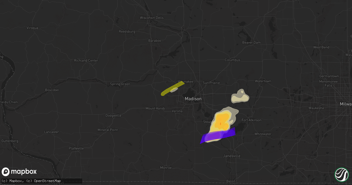 Hail map in Middleton, WI on April 18, 2025