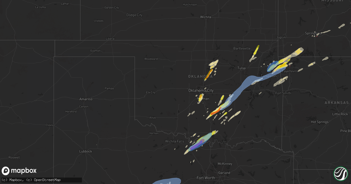 Hail map in Oklahoma on April 18, 2025