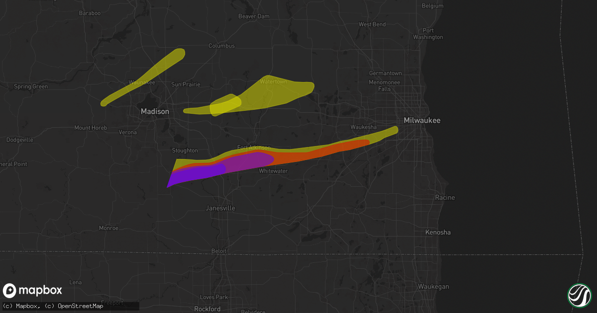 Hail map in Palmyra, WI on April 18, 2025