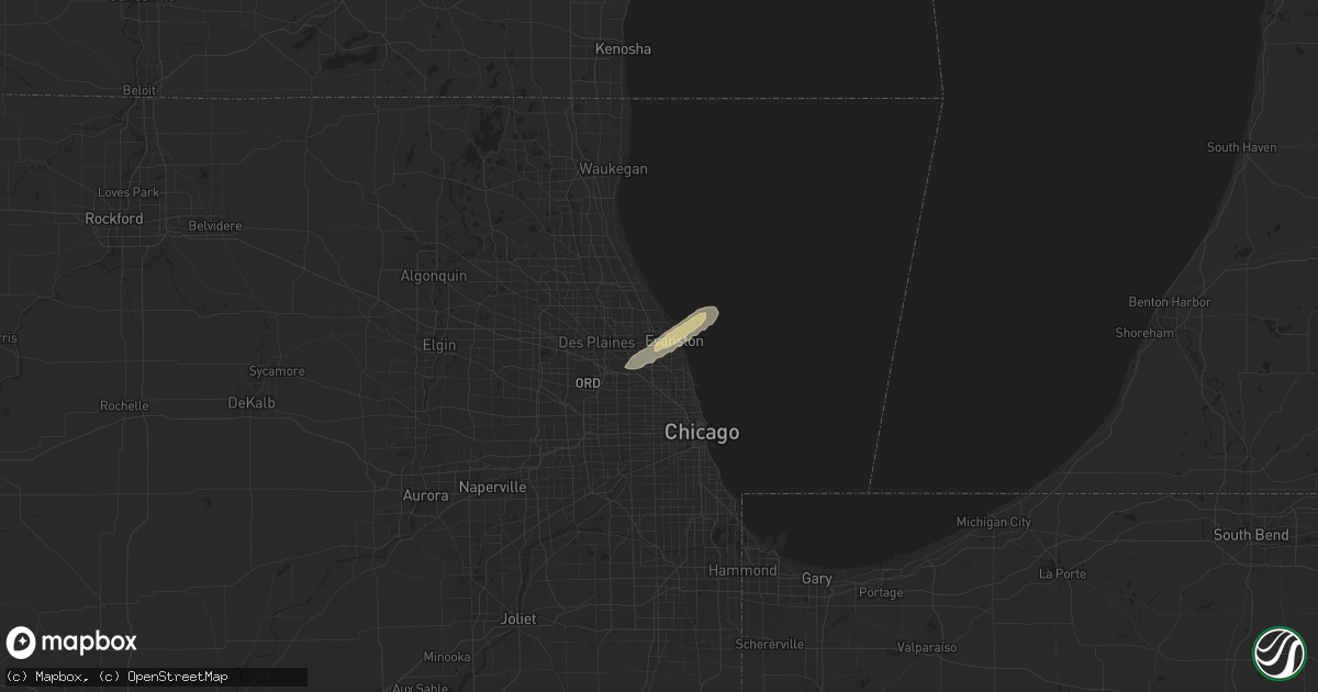 Hail map in Skokie, IL on April 18, 2025