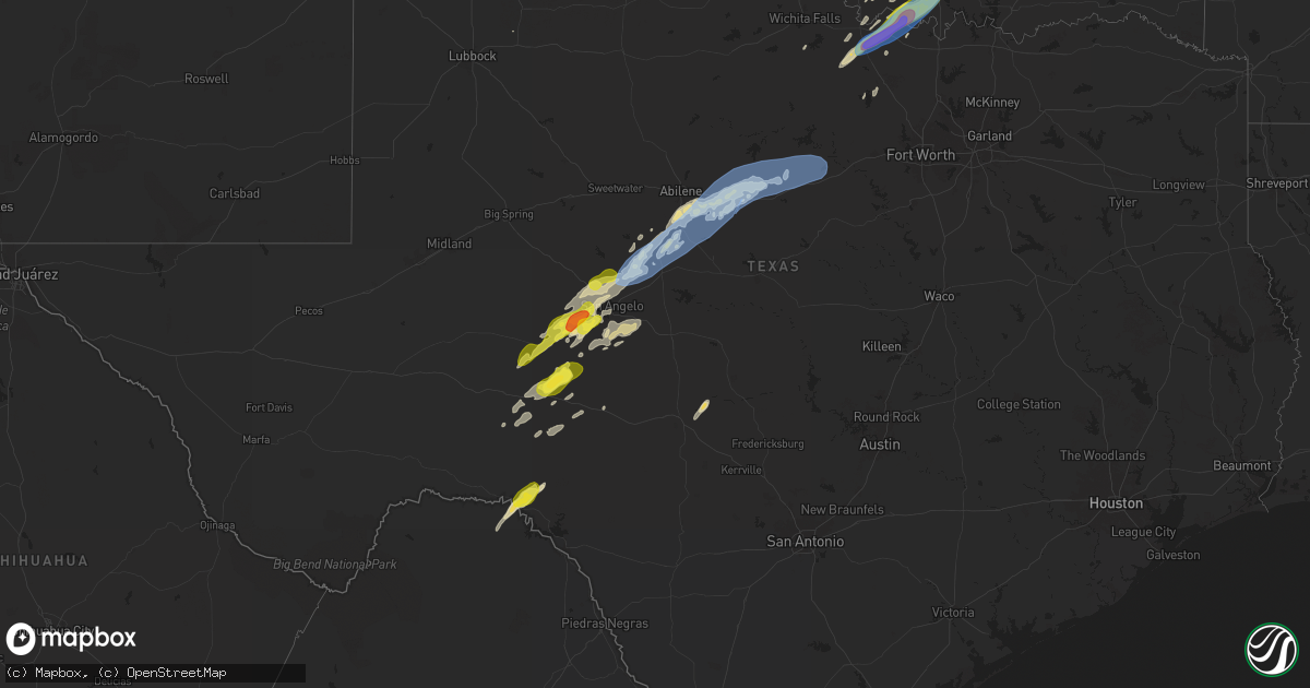 Hail map in Texas on April 18, 2025
