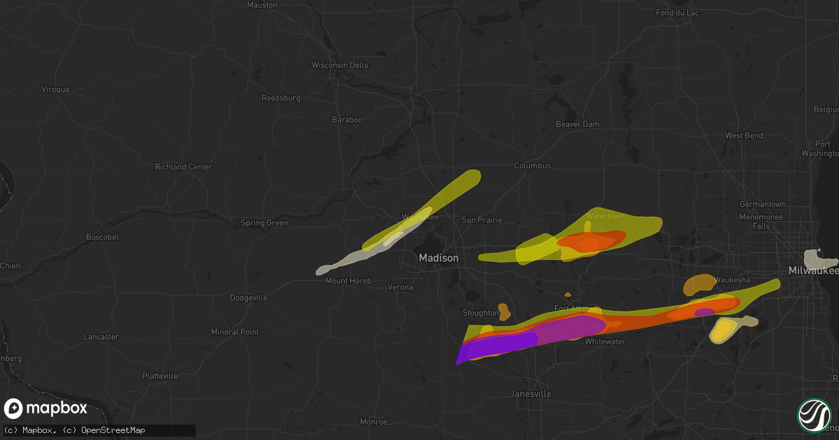 Hail map in Waunakee, WI on April 18, 2025