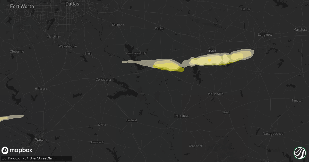 Hail map in Athens, TX on April 18, 2026