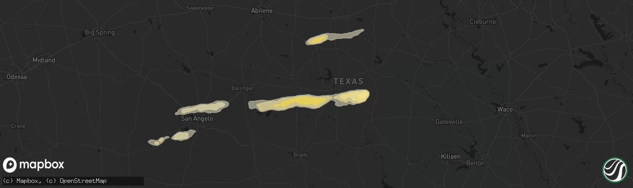 Hail map in Bangs, TX on April 18, 2026
