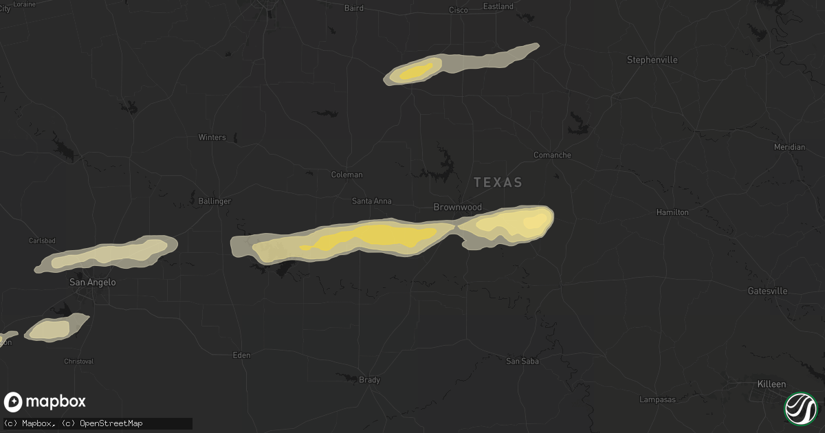 Hail map in Bangs, TX on April 18, 2026