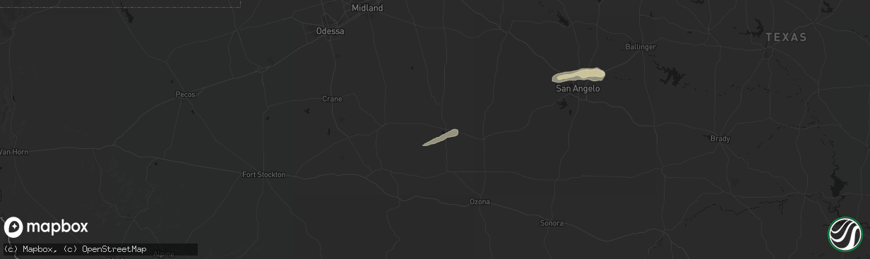 Hail map in Big Lake, TX on April 18, 2026