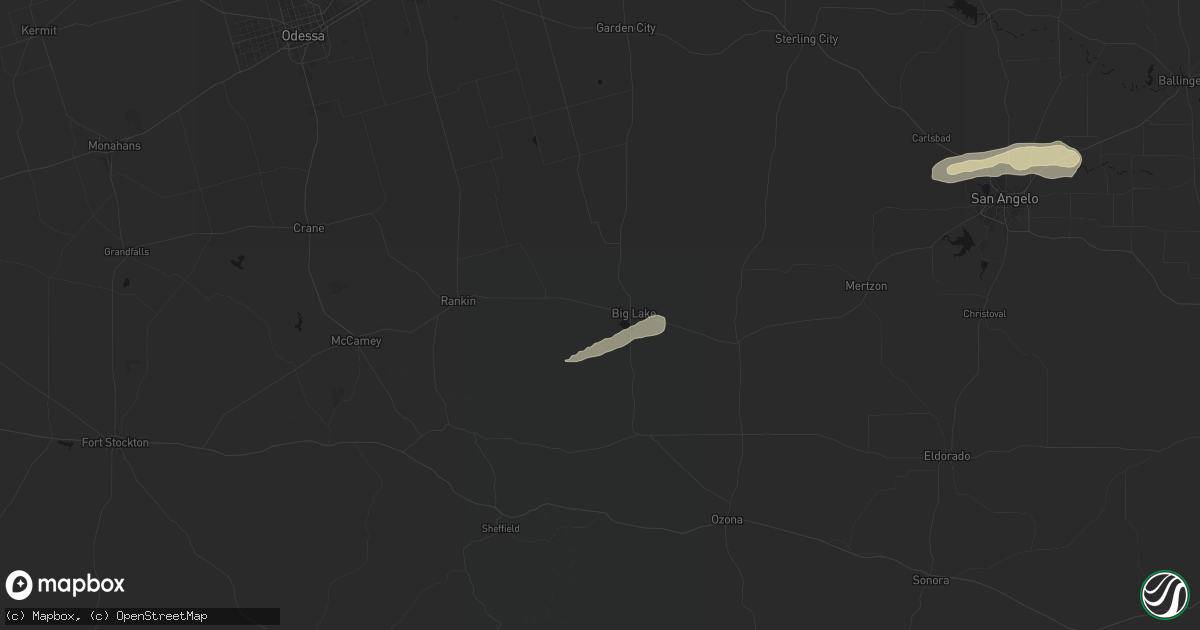Hail map in Big Lake, TX on April 18, 2026