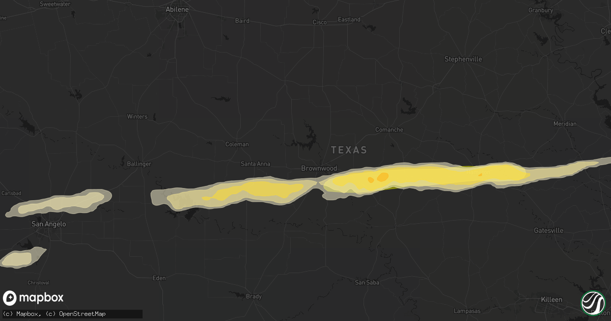 Hail map in Brownwood, TX on April 18, 2026