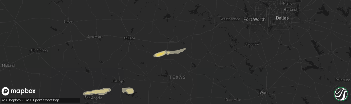Hail map in Carbon, TX on April 18, 2026
