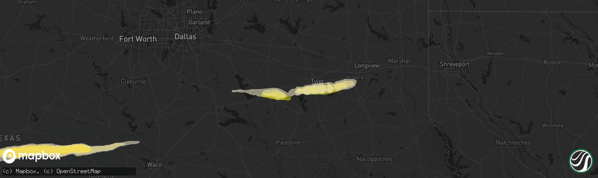 Hail map in Chandler, TX on April 18, 2026