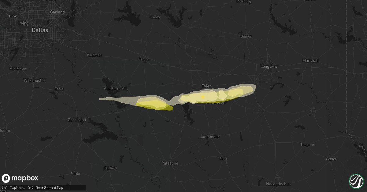 Hail map in Chandler, TX on April 18, 2026