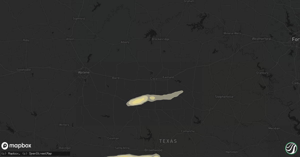 Hail map in Cisco, TX on April 18, 2026