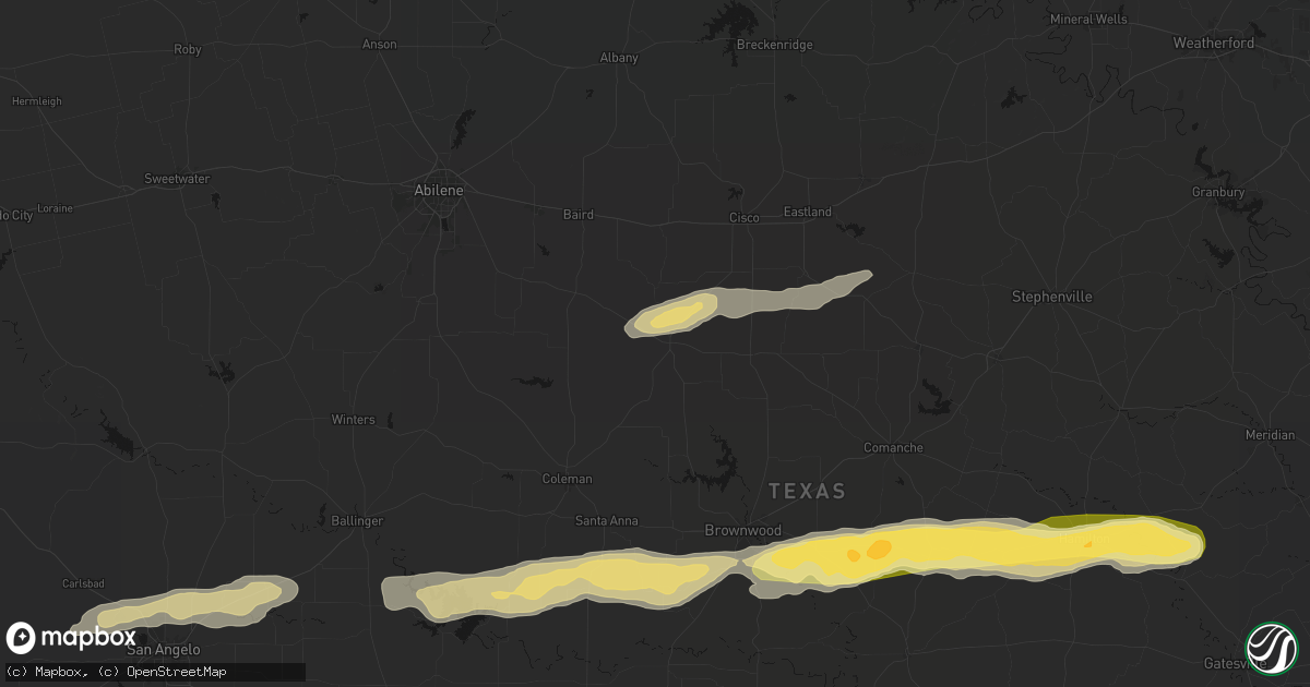 Hail map in Cross Plains, TX on April 18, 2026