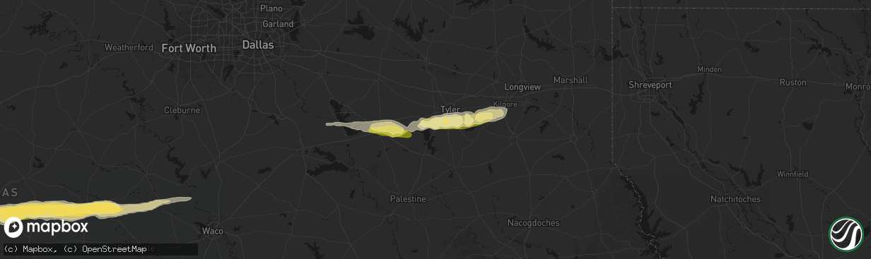 Hail map in Flint, TX on April 18, 2026