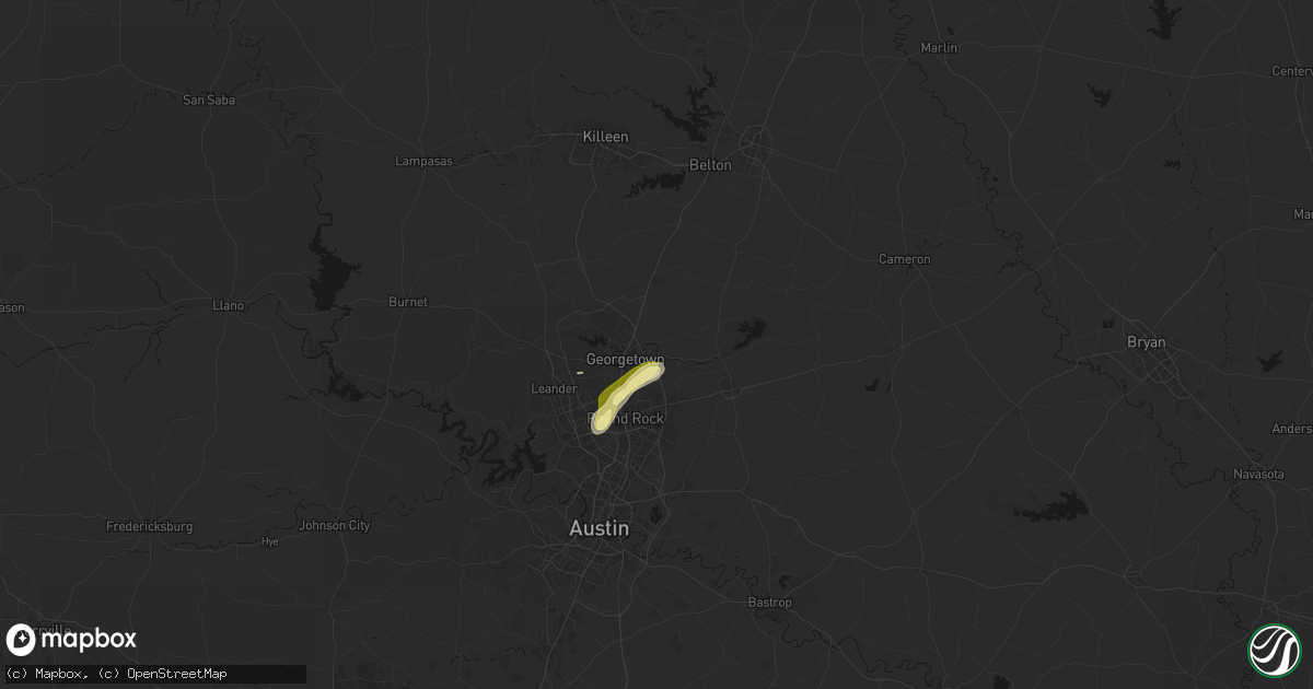 Hail map in Georgetown, TX on April 18, 2026