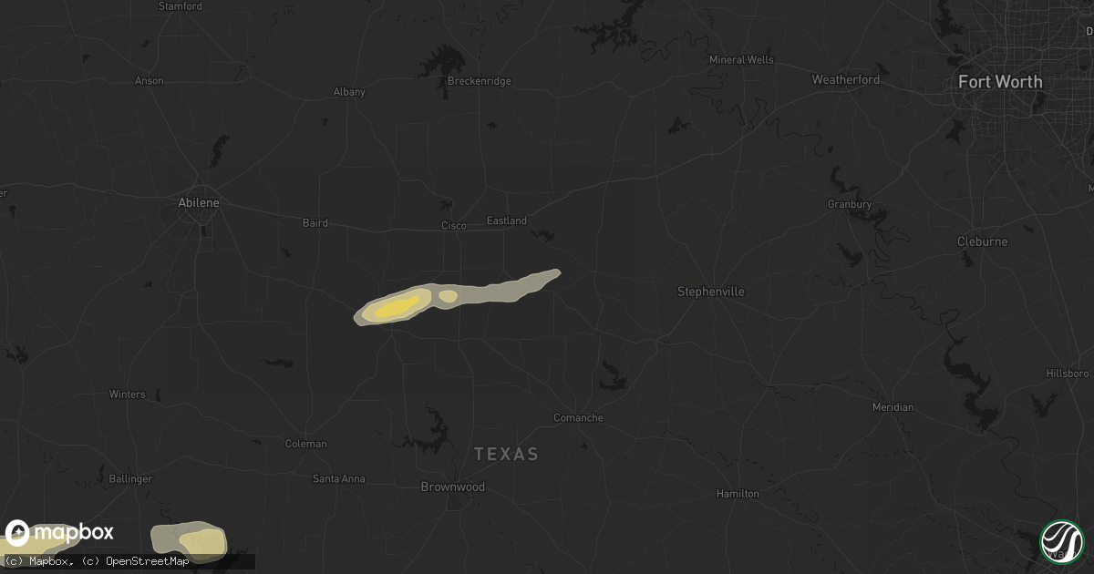 Hail map in Gorman, TX on April 18, 2026