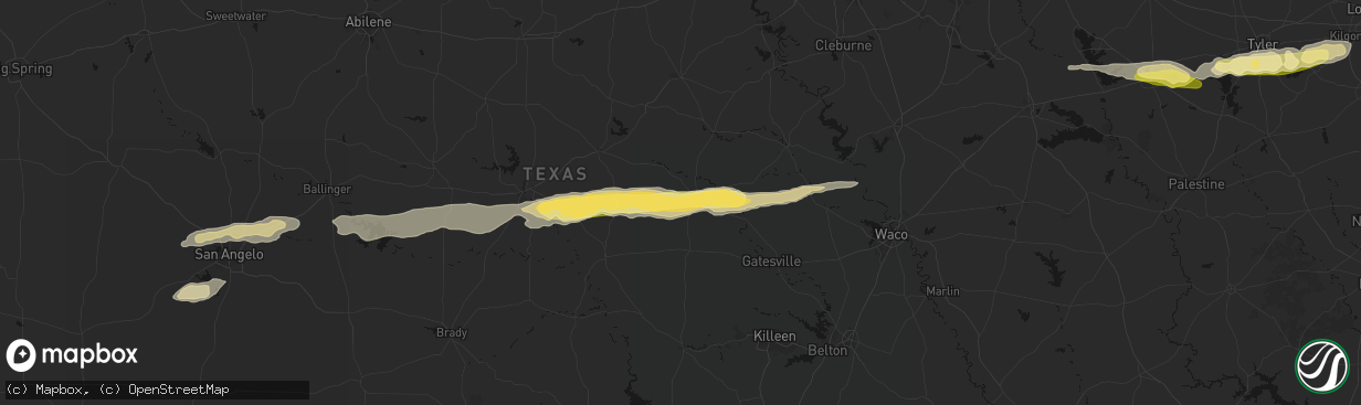 Hail map in Hamilton, TX on April 18, 2026