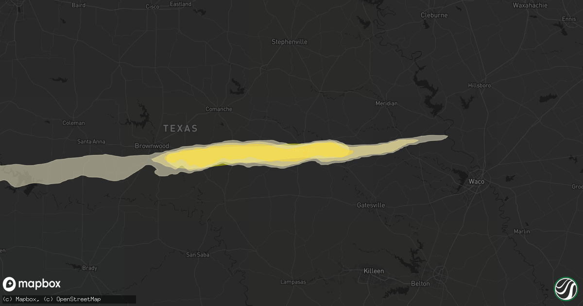 Hail map in Hamilton, TX on April 18, 2026