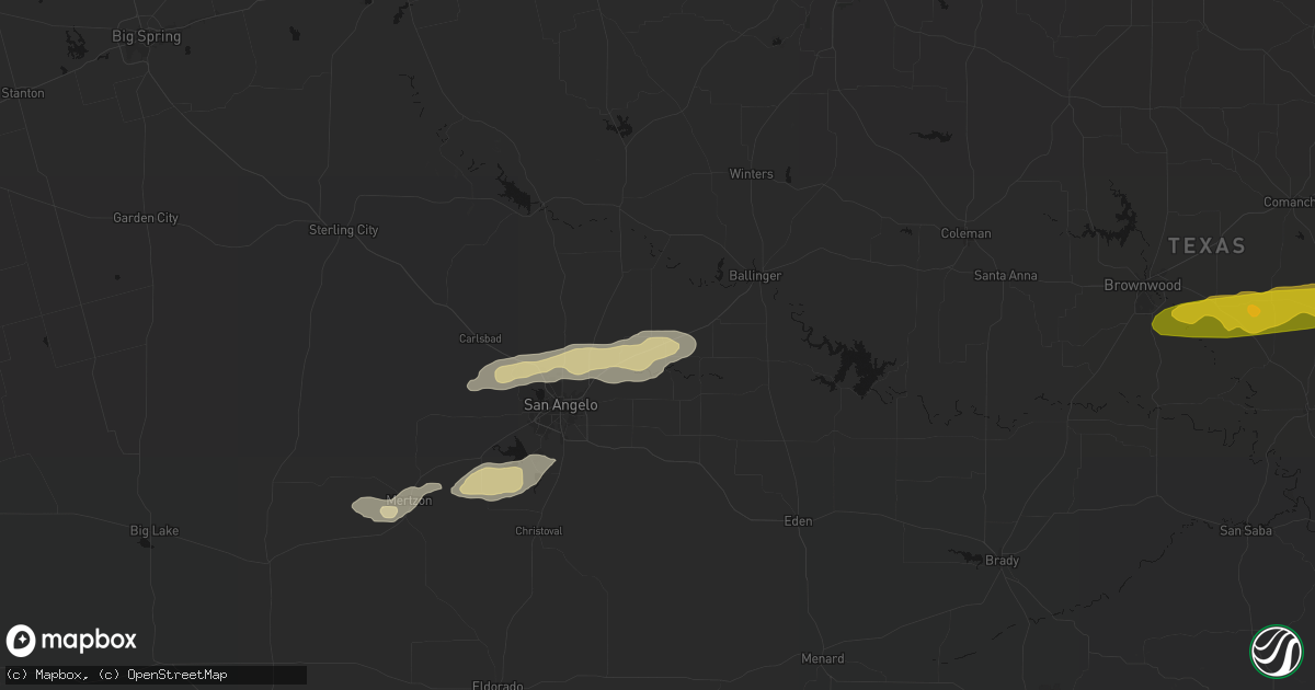 Hail map in Miles, TX on April 18, 2026