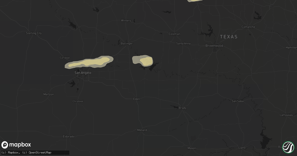 Hail map in Millersview, TX on April 18, 2026