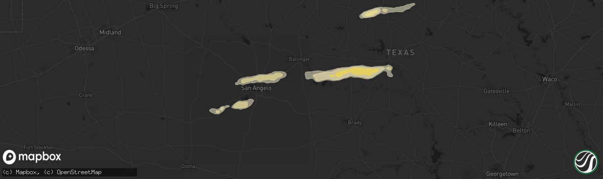 Hail map in Paint Rock, TX on April 18, 2026
