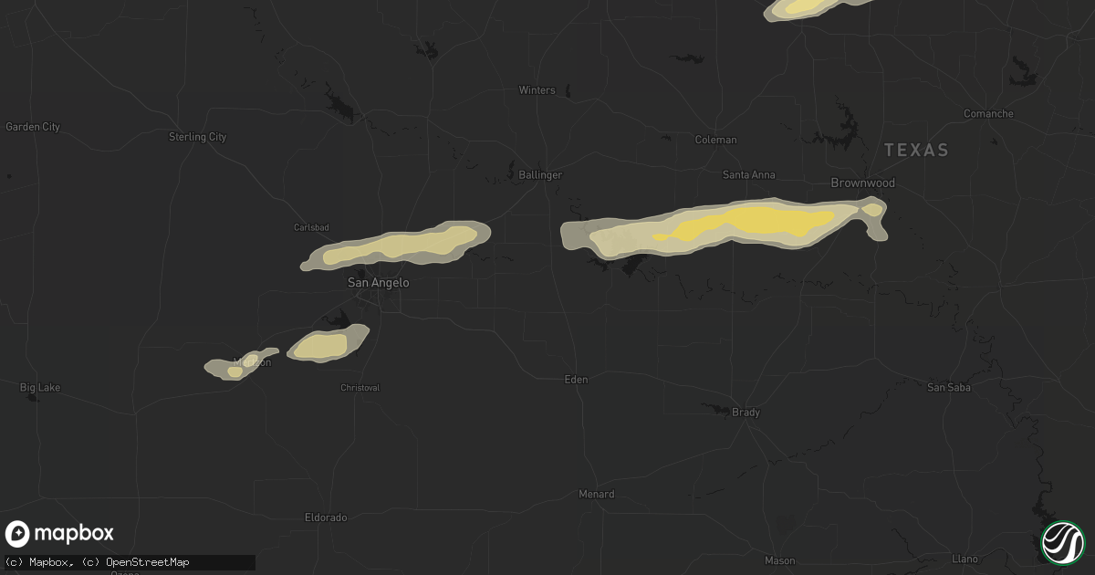 Hail map in Paint Rock, TX on April 18, 2026
