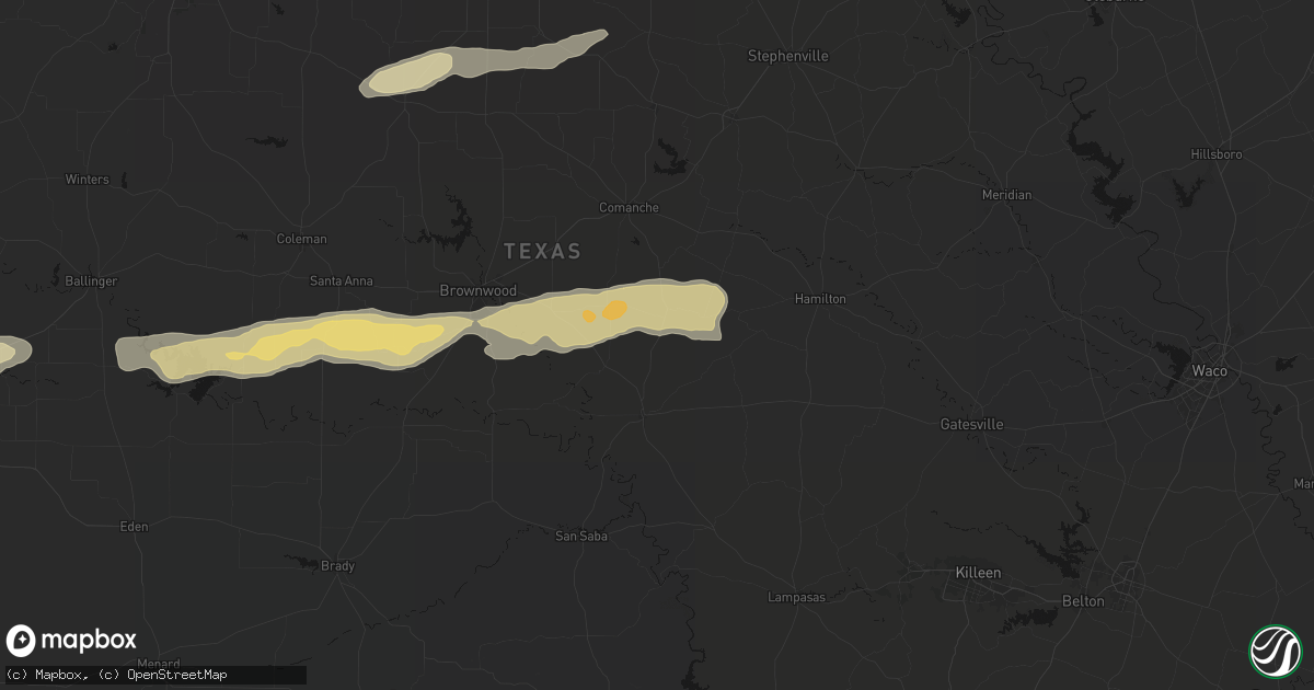 Hail map in Priddy, TX on April 18, 2026