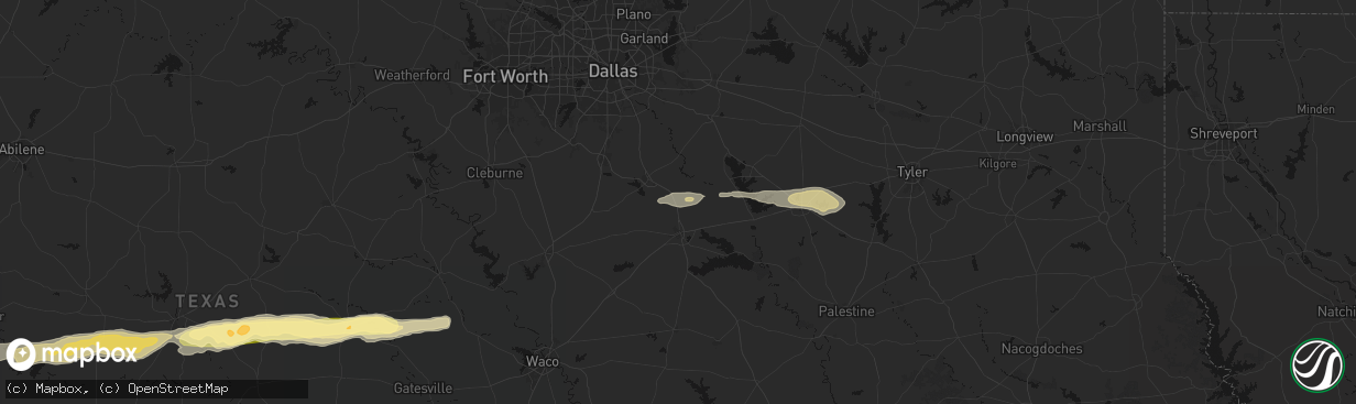 Hail map in Rice, TX on April 18, 2026