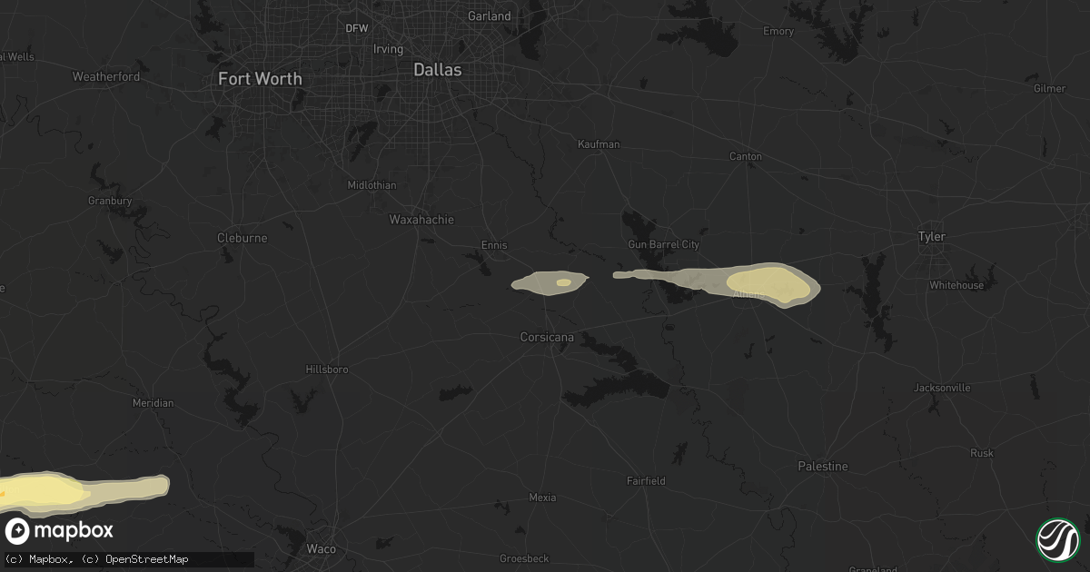 Hail map in Rice, TX on April 18, 2026