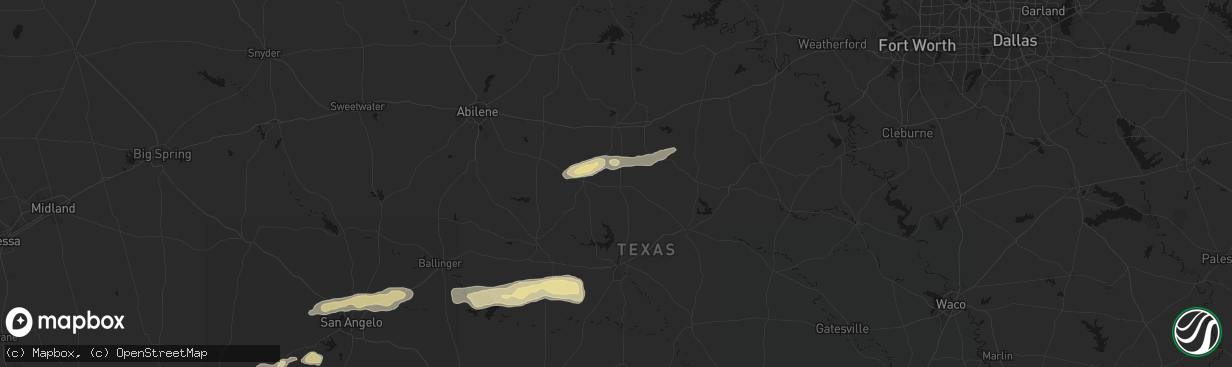 Hail map in Rising Star, TX on April 18, 2026