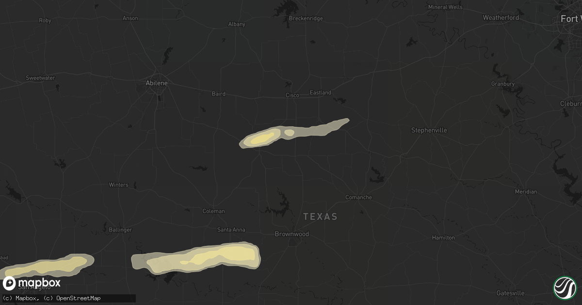Hail map in Rising Star, TX on April 18, 2026